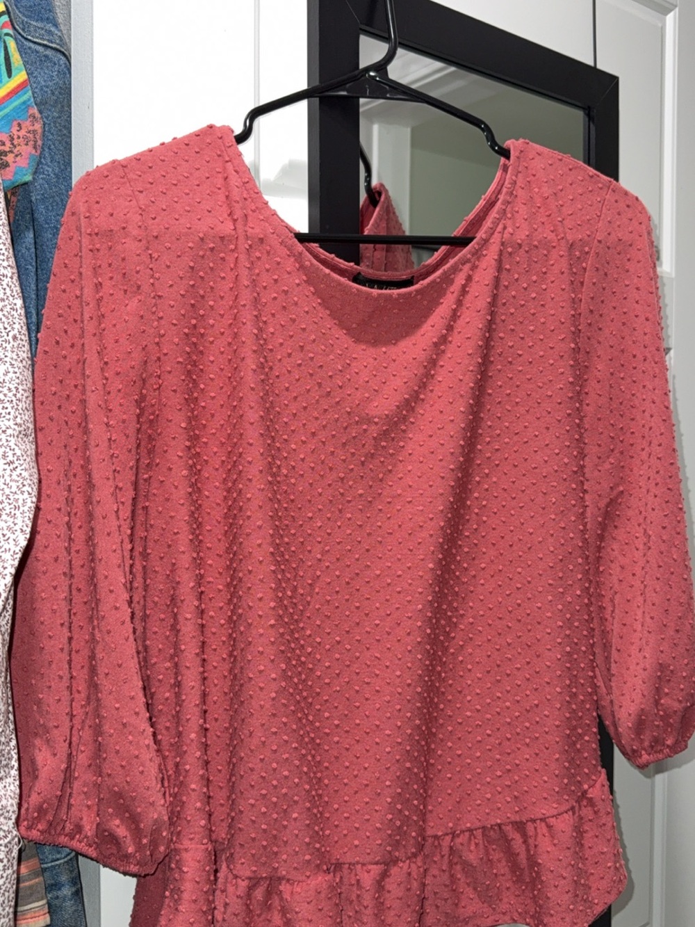 Women's Dusty Rose Textured Peplum Blouse